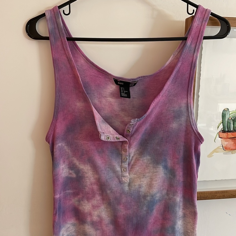 Hand Tie-Dyed Ribbed H&M Women’s Tank - Size Small